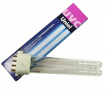 Лампа люминесцентная ультрафиолетовая бактерицидная Uniel ESL-PL-9/UVCB/2G7/CL для облучателей БРИЗ 01, АВРОРА, КВАРЦ